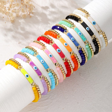 Double Strand Bead and Cord Evil Eye Bar Bracelets