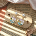 Pearl Stud Enamel Floral Frame Drop Earrings Nine Styles view 4