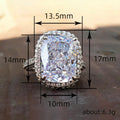 Oversized Rectangular Solitaire Double-Halo Ring In Silver Tone view 4