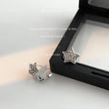 Silver Star Pave Clear Stone Huggie Ear Buckle Earrings view 4