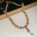Gold Multicolor Crystal Pearl Necklace Bracelet Drop Earrings view 6