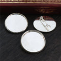Round Cabochon Brooch Blank Settings in Mixed Finishes view 3