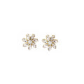 Clear Look Marquise Petal Flower Gold Tone Stud Earrings view 5