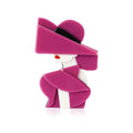 Wide Brim Hat Woman Brooch in Four Glossy Acrylic Colors view 5