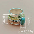 Tri-Tone Hammered Turquoise Drop Spinner Ring Sizes 6-13 view 4