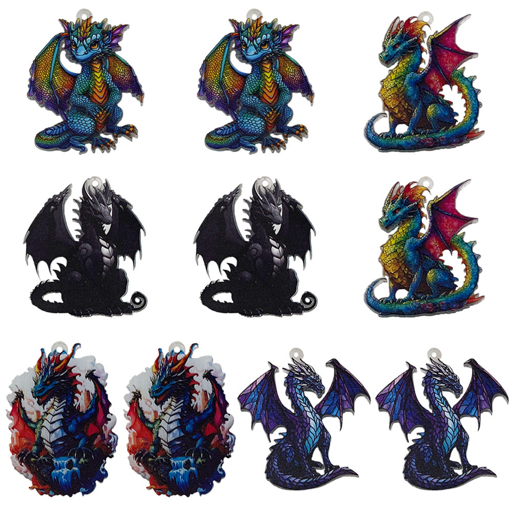 Acrylic Double Sided Dinosaur Charm Pendant for DIY Earrings Necklace Jewelry Accessories