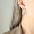 U-Shaped Ribbed Geometric Hoop Earrings Gold Or Steel view 6