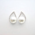 Crystal Outline Pearl Teardrop Stud Earrings Polished Statement Fashion Jewelry view 5