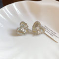 Crystal Heart and Butterfly Silver Tone Stud Earrings view 6