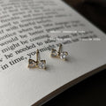 Gold-Tone Mini Clear CZ Bow Stud Earrings Tiny Bows view 3