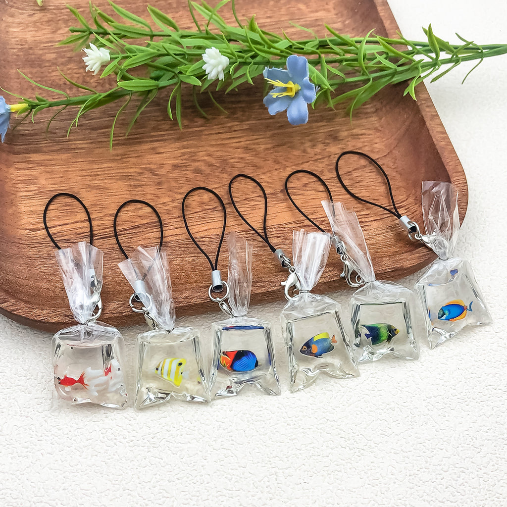 Transparent Resin Water Bag Goldfish Clownfish Charm Pendants for DIY Earrings Keychains