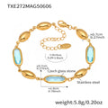 Gold Oval Czech Glass Station Bracelet Stainless Steel view 10