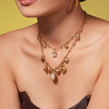 Gold Stainless Steel Charm Necklaces Heart Owl Round Medallion view 4