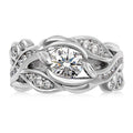 Round Solitaire Openwork Vine Ring In Polished Silver Tone view 5