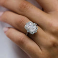 Silver Rectangular Halo Clear Stone Cocktail Band Ring view 2