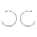 Silver Tone Multi Cut Clear Stone Open C Hoop Earrings Pair view 3
