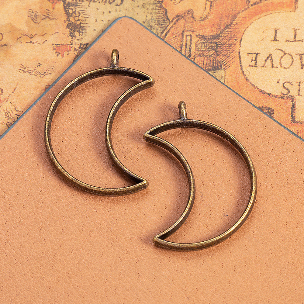 38x26mm Hollow Crescent Moon Alloy Pendant for Earrings or Necklace