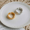 Irregular Wrinkled Texture Open Ring Gold Or Steel view 3