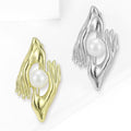 Sculpted Hands Holding Pearl Brooch for Jackets Scarves and Coats view 2