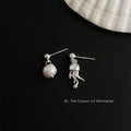 Asymmetric Pearl Jellyfish Drop Earrings Silver-Tone view 3