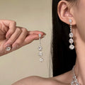 Silver Double Layer Round Crystal Necklace Earring Set view 3