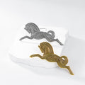 Gold Tone Horse Two Designs Metal Brooch Pin 8.3 x 3.5 cm view 5