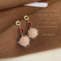 Fluffy Pom-Pom Drop Earrings Six Mixed Metal Styles view 7