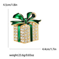 Crystal Christmas Gift Box Brooch Pin in Red or Green view 7