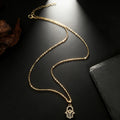 Rhinestone Hamsa Hand Pendant Necklaces in Gold and Silver Tone view 5