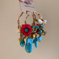Beaded Elephant And Fish Charm Hoop Earrings Statement Jewelry view 7
