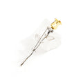 Metal Rose Stem Brooch Silver Stem Gold Bud Lapel Pin view 6