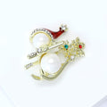 Pearl Snowman Sled Brooch Red Hat Gold Crystal Snowflake view 3