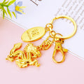 Gold Tone Small Dragon Keychains with Seven Braided Fortune Loop Colors view 4