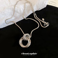 Silver Tone Interlocking Circle Pendant Necklace Pendant Jewelry view 4