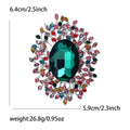 Large Oval Crystal Leaf Halo Brooch Six Center Colors view 9
