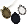 Dotted Rim Oval 18x25mm Metal Cabochon Pendant Trays view 1
