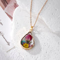 Rose Bud Teardrop Resin Necklace Earrings Gold 3 Options view 3