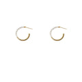 Gold Tone Half Pearl Half Tube C Hoop Earrings Pair view 5
