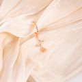 Rose Gold Rose Flower Drop Ear Cuff Clear Crystal Leaves view 3