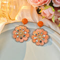 Six Color Woven Floral Round Statement Stud Earrings view 7