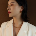Thick Link Chain Necklace And Bracelet Gold Or Steel view 4