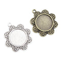Scroll Petal Round Pendant Bezel Settings in Two Finishes view 5