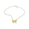 Bow Pearl Pendant Necklace in Polished Mixed Media Design view 5