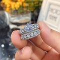 Three Piece Round Stone Pavé Ring Set Metal Jewelry Design view 4