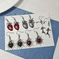 Gothic Heart Wing Alloy Drop Earrings 5 Dark Styles view 1