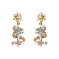 Snowflake Light Blue Spiral Ribbon Drop Earrings CZ view 5