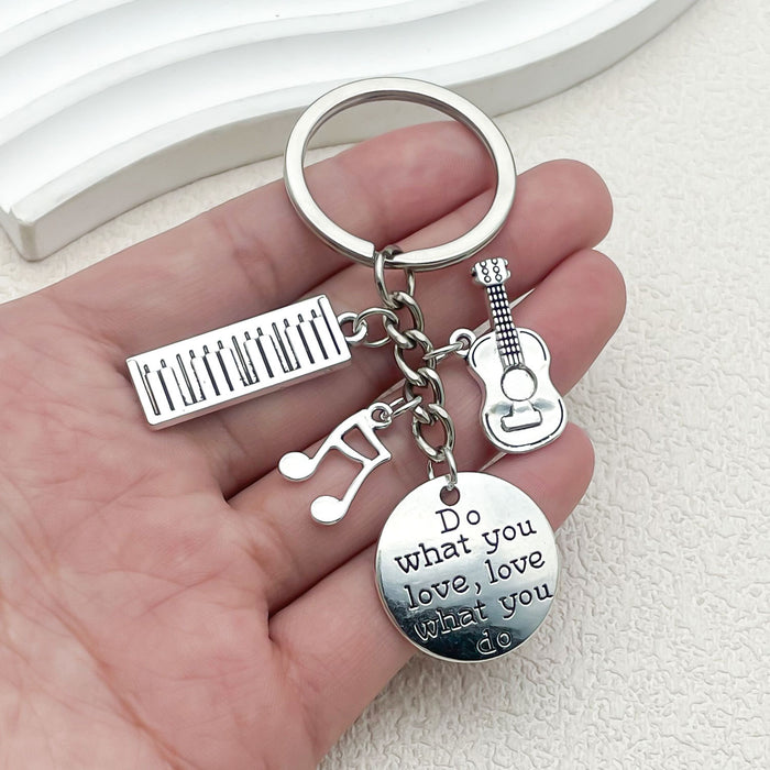 Guitar, Piano and Music Note Charm Keychains in 17 Pictured Variations for Bags and Keys