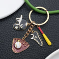 Four-Style Black Red and Blue Baseball Charm Keychain Collection view 4