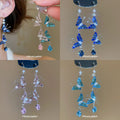 Pink Crystal Butterfly Cascade Hook Earrings Fashion Jewelry for Women view 1