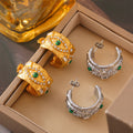 Textured Evil Eye Ring Bracelet Necklace And Hoop Earrings view 2